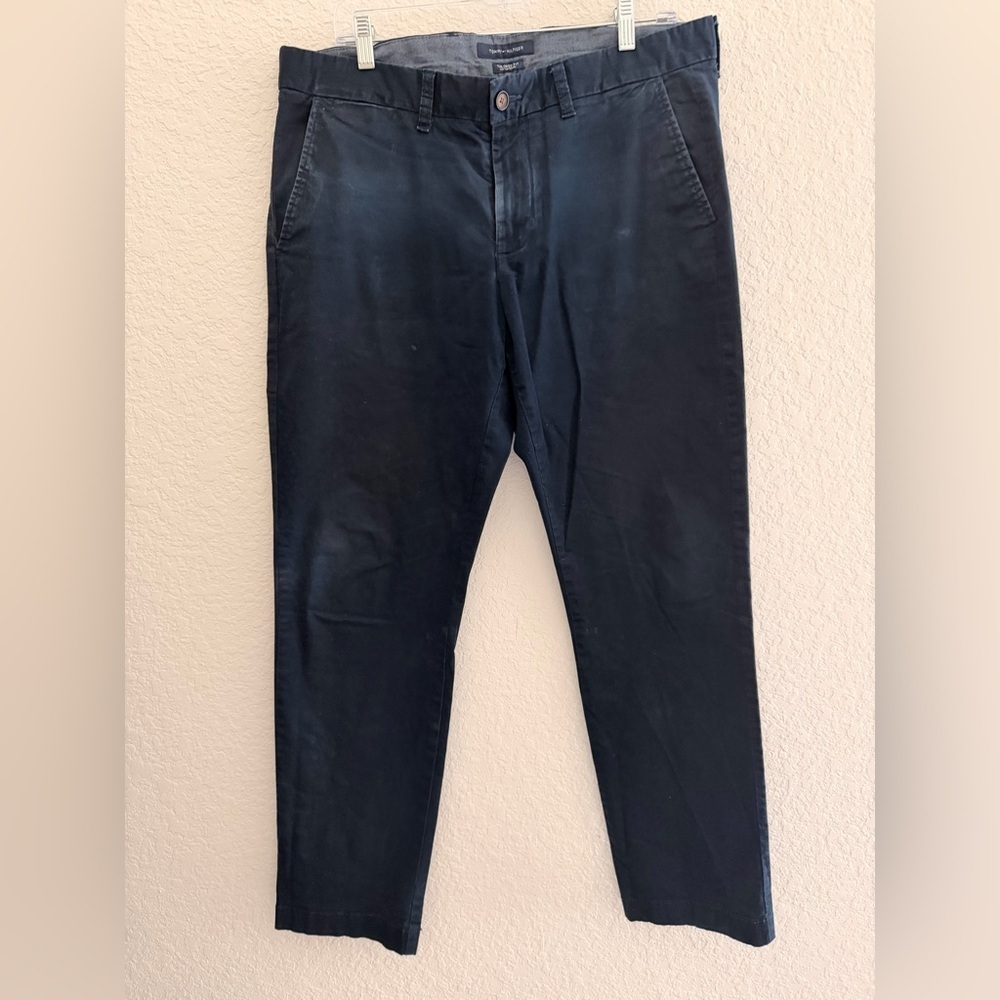 Tommy Hilfiger Navy Tailor Fit Pants Faded Wash Classic Heritage Look